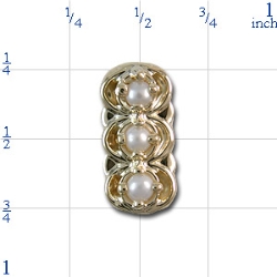 B1188 14K SLIDE WITH 3 PEARLS 